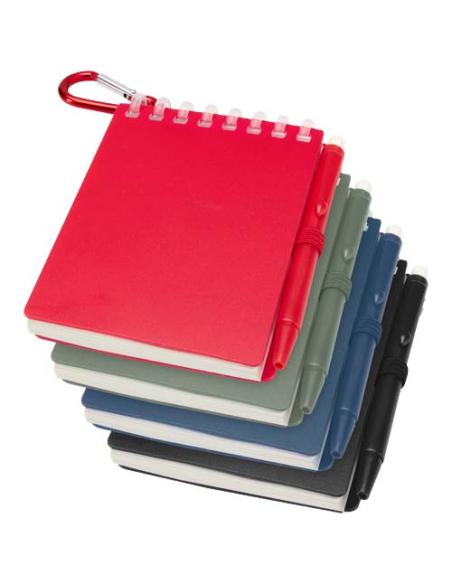 Set de libreta de tapa blanda y bolígrafo de exterior de material reciclado (tinta azul) N26150701