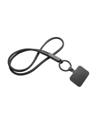 Lanyard con soporte para teléfono con tubo de plástico reciclado N09300IP1