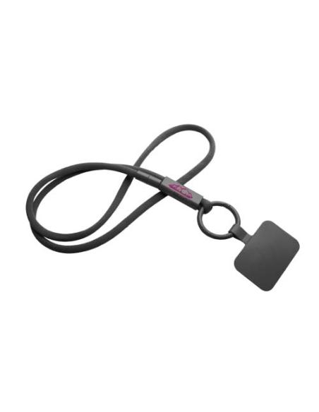 Lanyard con soporte para teléfono con tubo de plástico reciclado N09300IP1