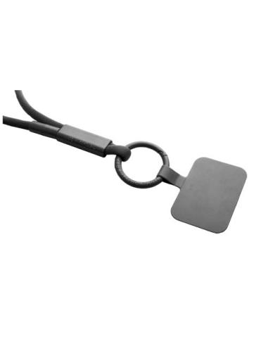 Lanyard con soporte para teléfono con tubo de plástico reciclado N09300IP1