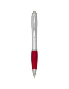 Bolígrafo de plástico reciclado con certificado RCS, cuerpo plateado y empuñadura de color (tinta negra) N12944601