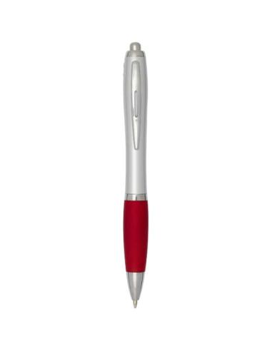Bolígrafo de plástico reciclado con certificado RCS, cuerpo plateado y empuñadura de color (tinta negra) N12944601