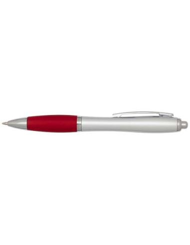 Bolígrafo de plástico reciclado con certificado RCS, cuerpo plateado y empuñadura de color (tinta negra) N12944601