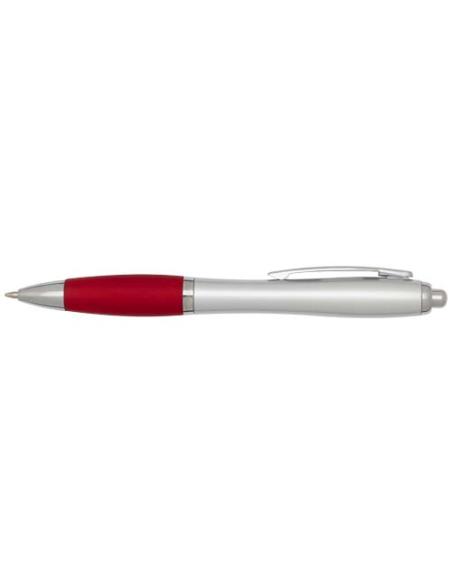 Bolígrafo de plástico reciclado con certificado RCS, cuerpo plateado y empuñadura de color (tinta negra) N12944601