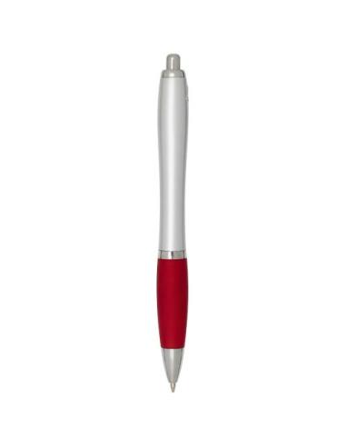 Bolígrafo de plástico reciclado con certificado RCS, cuerpo plateado y empuñadura de color (tinta negra) N12944601