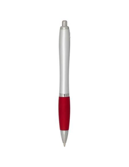 Bolígrafo de plástico reciclado con certificado RCS, cuerpo plateado y empuñadura de color (tinta negra) N12944601