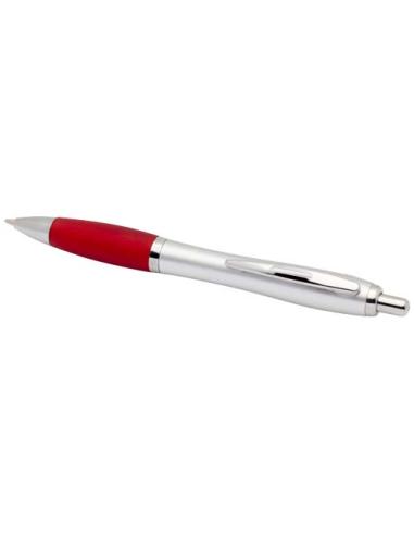 Bolígrafo de plástico reciclado con certificado RCS, cuerpo plateado y empuñadura de color (tinta negra) N12944601