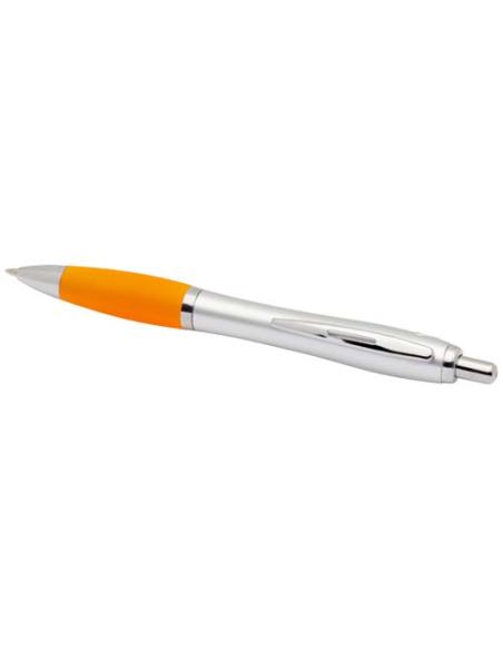 Bolígrafo de plástico reciclado con certificado RCS, cuerpo plateado y empuñadura de color (tinta negra) N13944601