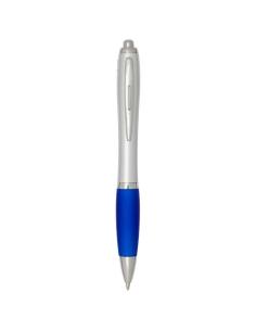 Bolígrafo de plástico reciclado con certificado RCS, cuerpo plateado y empuñadura de color (tinta negra) N12944601