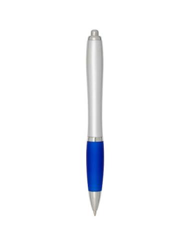 Bolígrafo de plástico reciclado con certificado RCS, cuerpo plateado y empuñadura de color (tinta negra) N35944601