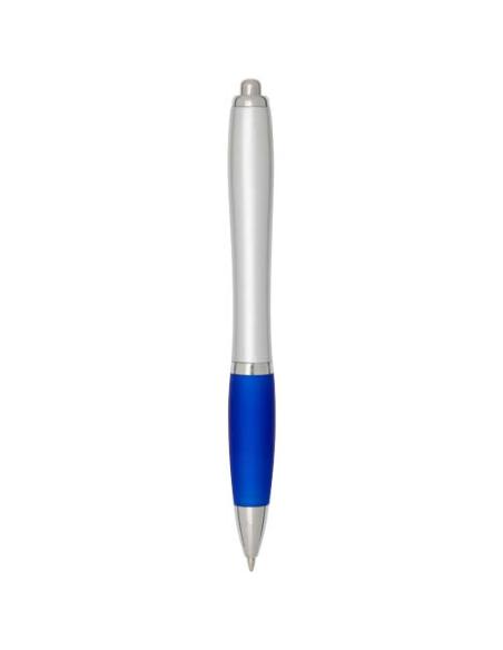 Bolígrafo de plástico reciclado con certificado RCS, cuerpo plateado y empuñadura de color (tinta negra) N35944601