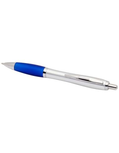 Bolígrafo de plástico reciclado con certificado RCS, cuerpo plateado y empuñadura de color (tinta negra) N35944601