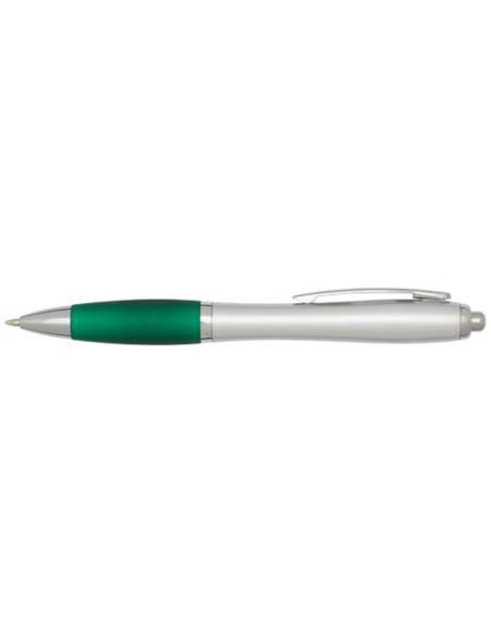 Bolígrafo de plástico reciclado con certificado RCS, cuerpo plateado y empuñadura de color (tinta negra) N16944601