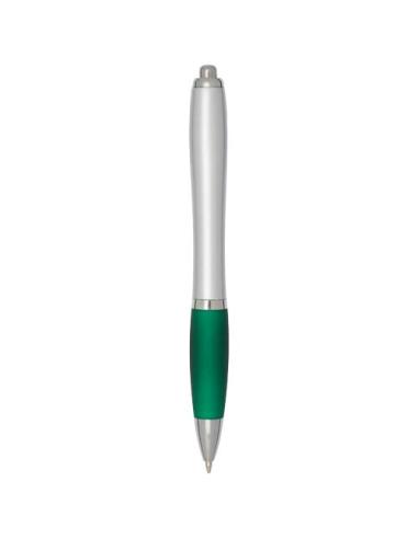 Bolígrafo de plástico reciclado con certificado RCS, cuerpo plateado y empuñadura de color (tinta negra) N16944601