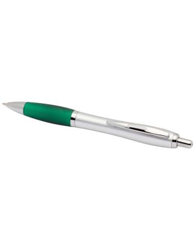 Bolígrafo de plástico reciclado con certificado RCS, cuerpo plateado y empuñadura de color (tinta negra) N16944601