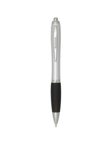 Bolígrafo de plástico reciclado con certificado RCS, cuerpo plateado y empuñadura de color (tinta negra) N09944601