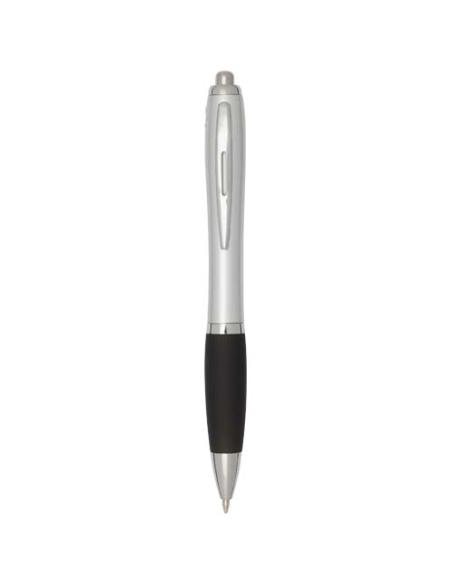 Bolígrafo de plástico reciclado con certificado RCS, cuerpo plateado y empuñadura de color (tinta negra) N09944601