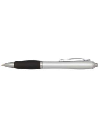 Bolígrafo de plástico reciclado con certificado RCS, cuerpo plateado y empuñadura de color (tinta negra) N09944601