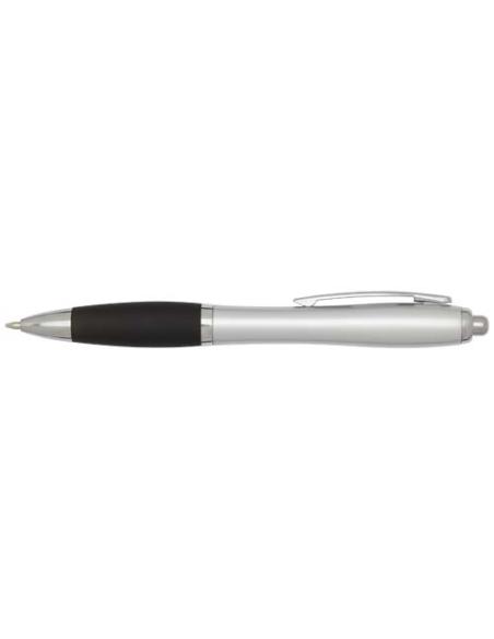 Bolígrafo de plástico reciclado con certificado RCS, cuerpo plateado y empuñadura de color (tinta negra) N09944601