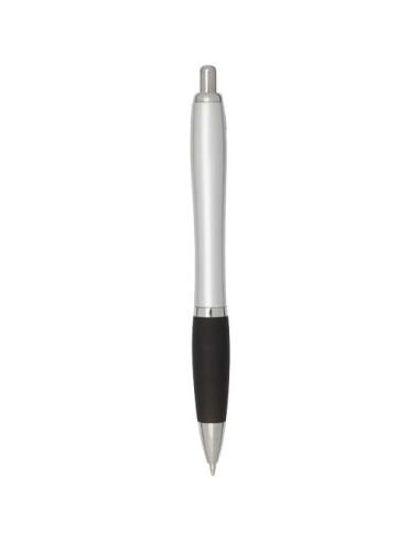 Bolígrafo de plástico reciclado con certificado RCS, cuerpo plateado y empuñadura de color (tinta negra) N09944601