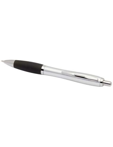 Bolígrafo de plástico reciclado con certificado RCS, cuerpo plateado y empuñadura de color (tinta negra) N09944601