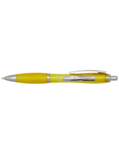 Bolígrafo de plástico reciclado con certificado RCS y cuerpo y empuñadura de color (tinta azul) N11354601