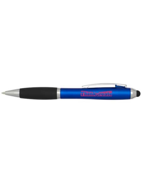 Bolígrafo de plástico reciclado con certificado RCS, stylus, cuerpo de color y empuñadura negra (tinta azul) N35654601