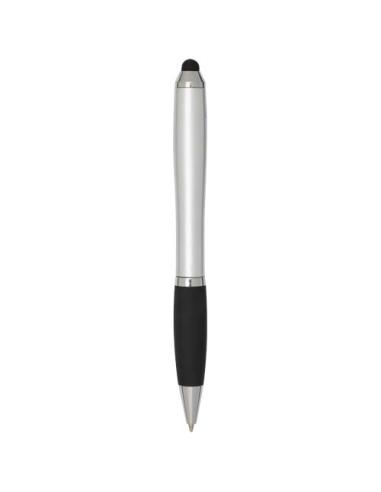Bolígrafo de plástico reciclado con certificado RCS, stylus, cuerpo de color y empuñadura negra (tinta azul) N18654601