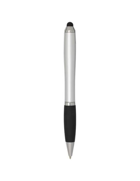 Bolígrafo de plástico reciclado con certificado RCS, stylus, cuerpo de color y empuñadura negra (tinta azul) N18654601