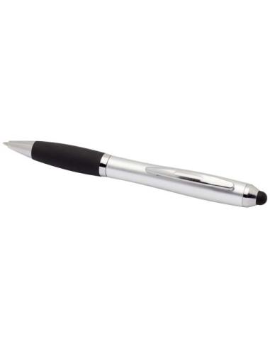 Bolígrafo de plástico reciclado con certificado RCS, stylus, cuerpo de color y empuñadura negra (tinta azul) N18654601