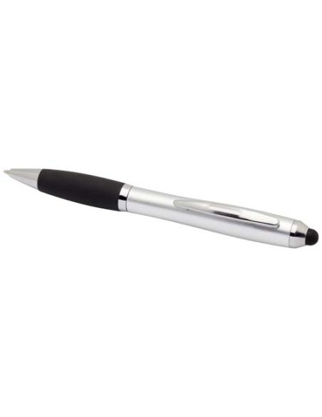Bolígrafo de plástico reciclado con certificado RCS, stylus, cuerpo de color y empuñadura negra (tinta azul) N18654601
