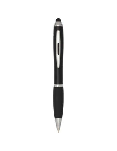 Bolígrafo de plástico reciclado con certificado RCS, stylus, cuerpo de color y empuñadura negra (tinta azul) N09654601