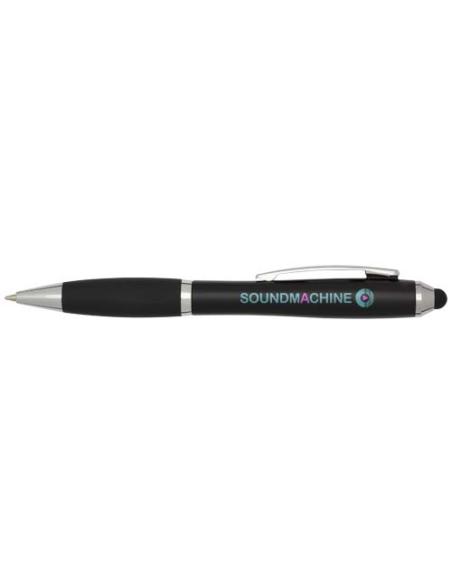 Bolígrafo de plástico reciclado con certificado RCS, stylus, cuerpo de color y empuñadura negra (tinta azul) N09654601