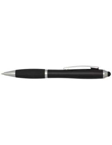 Bolígrafo de plástico reciclado con certificado RCS, stylus, cuerpo de color y empuñadura negra (tinta azul) N09654601