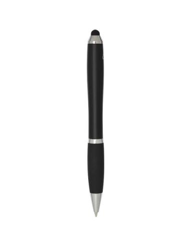 Bolígrafo de plástico reciclado con certificado RCS, stylus, cuerpo de color y empuñadura negra (tinta azul) N09654601