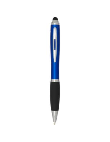 Bolígrafo de plástico reciclado con certificado RCS, stylus, cuerpo de color y empuñadura negra (tinta negra) N35754601