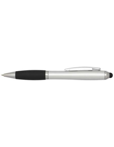 Bolígrafo de plástico reciclado con certificado RCS, stylus, cuerpo de color y empuñadura negra (tinta negra) N18754601