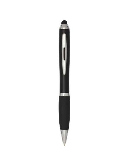 Bolígrafo de plástico reciclado con certificado RCS, stylus, cuerpo de color y empuñadura negra (tinta negra) N09754601