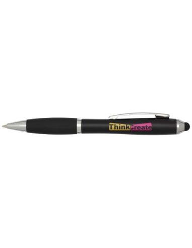 Bolígrafo de plástico reciclado con certificado RCS, stylus, cuerpo de color y empuñadura negra (tinta negra) N09754601