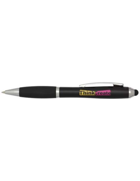 Bolígrafo de plástico reciclado con certificado RCS, stylus, cuerpo de color y empuñadura negra (tinta negra) N09754601