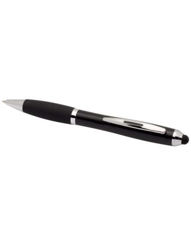 Bolígrafo de plástico reciclado con certificado RCS, stylus, cuerpo de color y empuñadura negra (tinta negra) N09754601