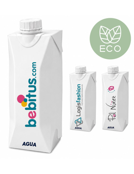 Brick de agua eco 33cl Personalizado | Al mejor Precio | nosolodulce