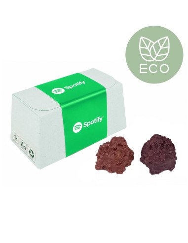 Estuche de cartón bio XS con rochets de chocolate Personalizado | Al mejor precio | nosolodulce