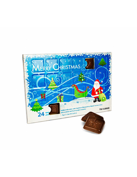 Calendario de adviento A5 (206 x 140 x 10 mm) con chocolatinas Personalizado | Consultar precio | nosolodulce
