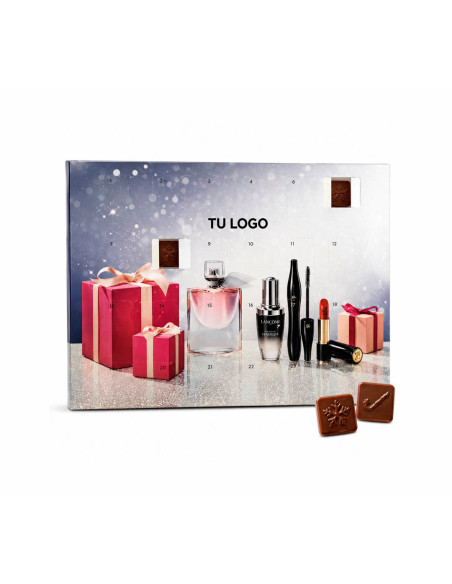 Calendario de adviento A4 (296 x 210 x 10 mm) con chocolatinas Personalizado | Consultar precio | nosolodulce