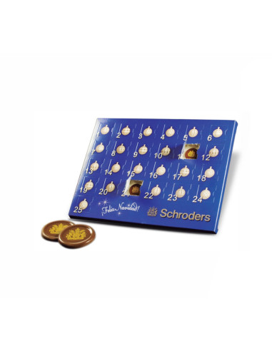 Calendario de adviento (265x197x13mm) con fichas de chocolate Personalizado | Consultar precio | nosolodulce