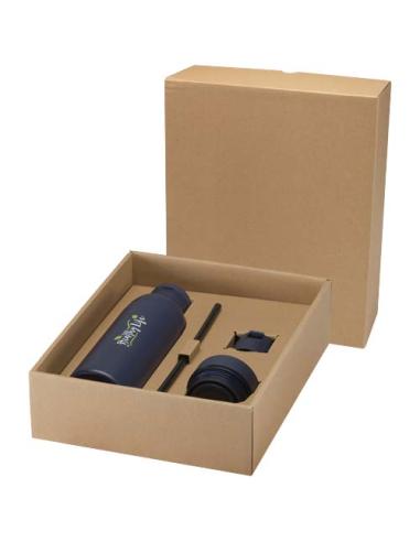 Botella de 650 ml de acero inoxidable reciclado con certificado RCS de doble pared con 3 tapas Iluminate N55098001