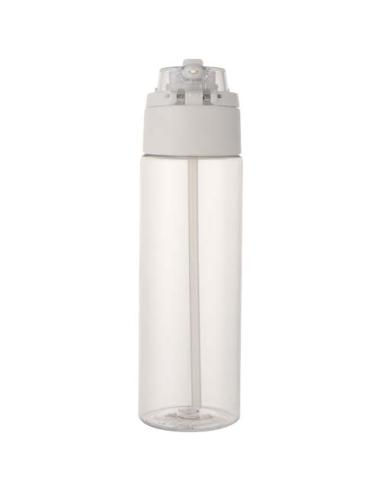 Botella de agua Theron de 700 ml de plástico reciclado RCS con tapa de doble función y pajita abatible N10059001