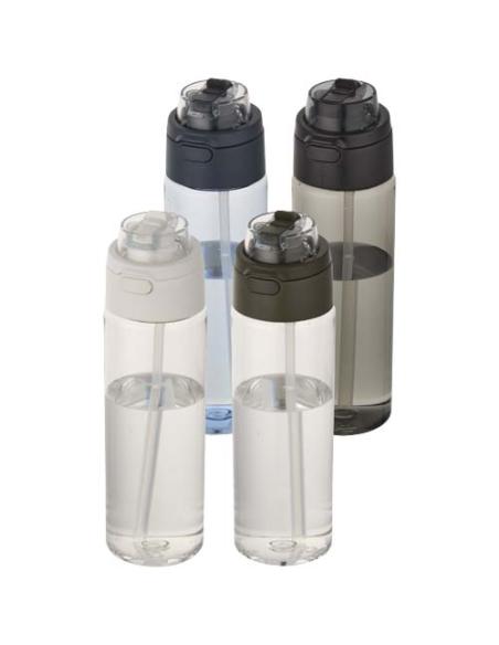 Botella de agua Theron de 700 ml de plástico reciclado RCS con tapa de doble función y pajita abatible N10059001