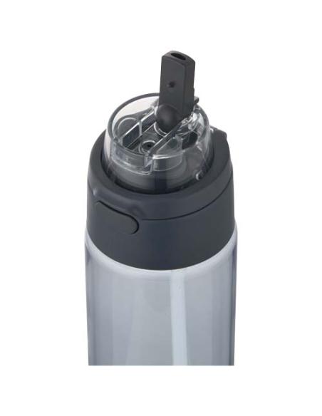 Botella de agua Theron de 700 ml de plástico reciclado RCS con tapa de doble función y pajita abatible N55059001